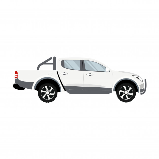 626x626 Pickup Truck White Color Double Cabin Design Vector Vector