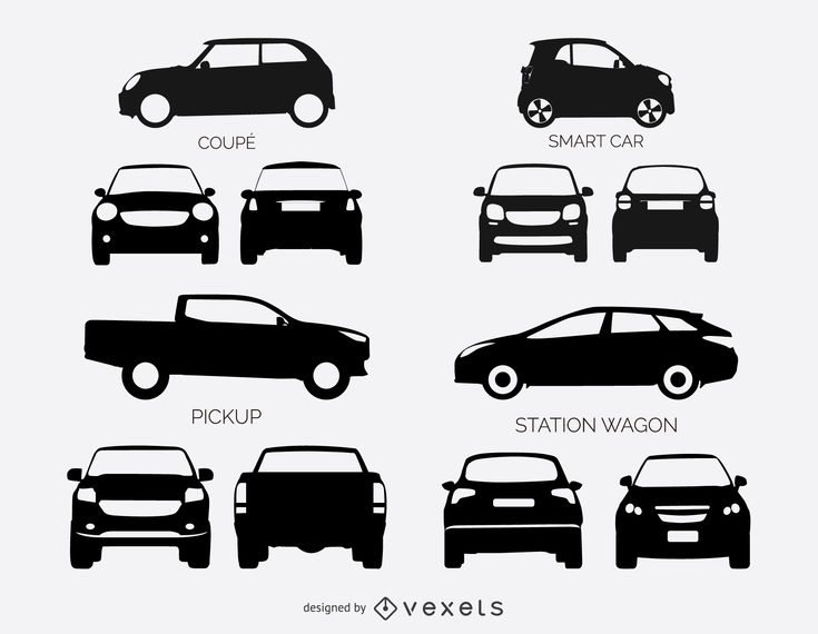 735x570 Set Of Car And Pickup Truck Silhouettes