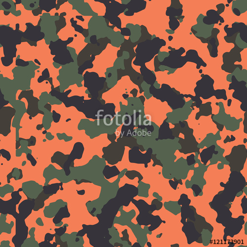 500x500 Seamless Orange And Woodland Fashion Camouflage Pattern Vector