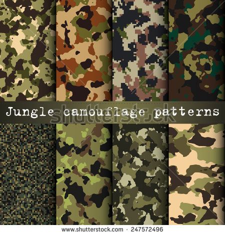 450x470 Set Of Jungle Camouflage Patterns Vector Patterns Prints
