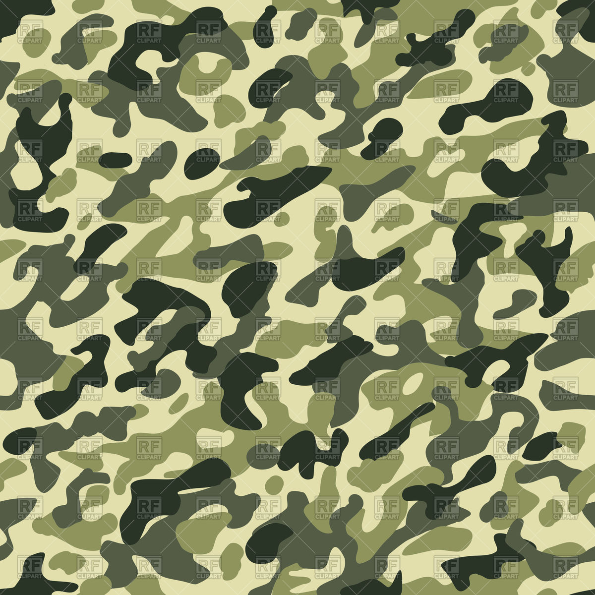 1200x1200 Camouflage Seamless Pattern In Green Khaki Colors Vector Image