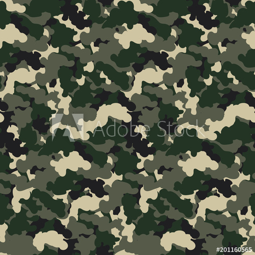 500x500 Green Color Abstract Camouflage Seamless Pattern Vector Background