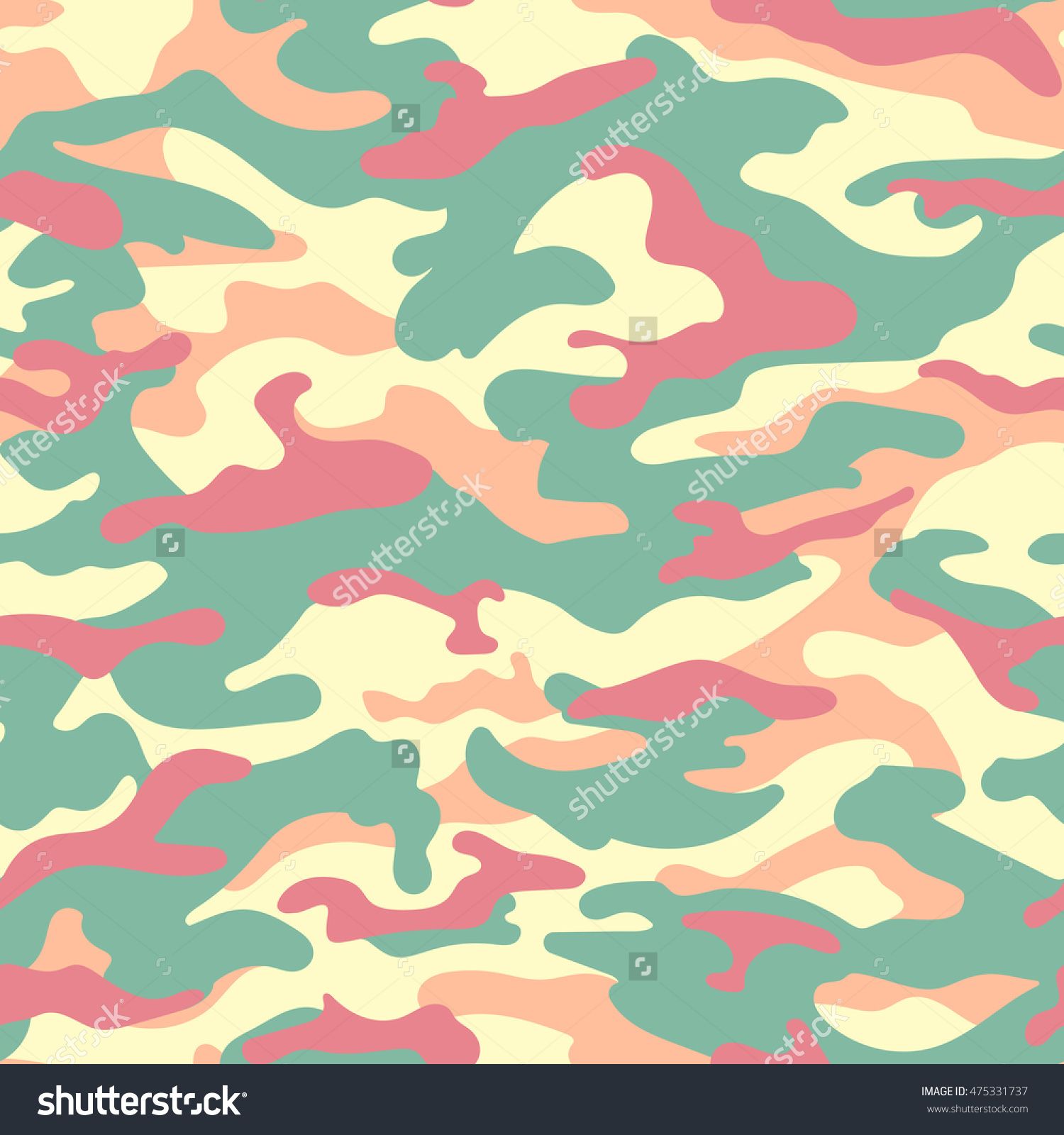 1500x1600 Camouflage Seamless Pattern, Pastel Colors Vector Illustration