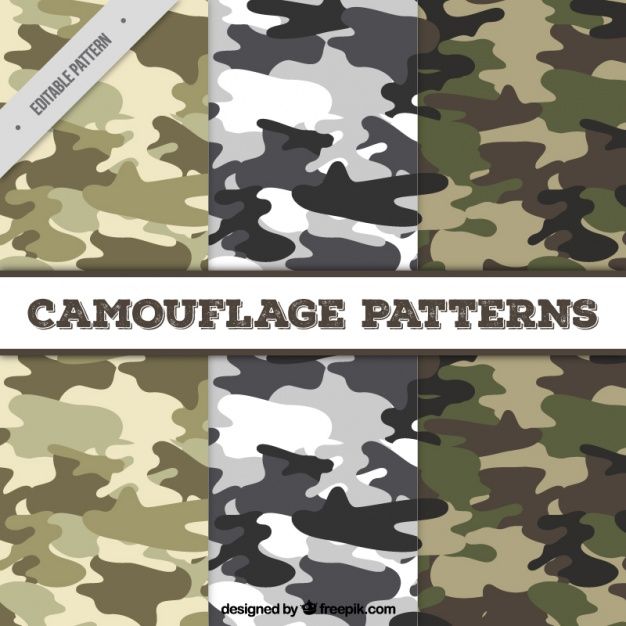 Set Of Three Fantastic Camouflage Patterns Free Vector Hunter 626x626 Set Of Three Fantastic Camouflage Patterns Free Vector Hunter