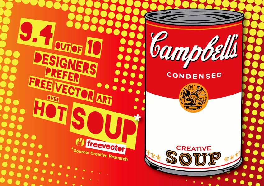 Pop Art Soup Vector Art Graphics 850x600 Pop Art Soup Vector Art Graphics