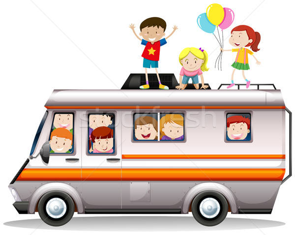 600x477 Children Riding On Camper Van Vector Illustration Daniel Cole