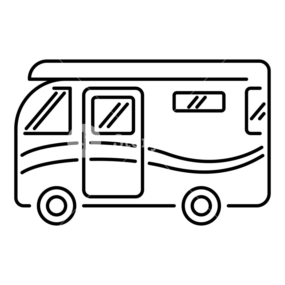 1000x1000 Traveling Camper Van Icon Outline Illustration Of Camper Van