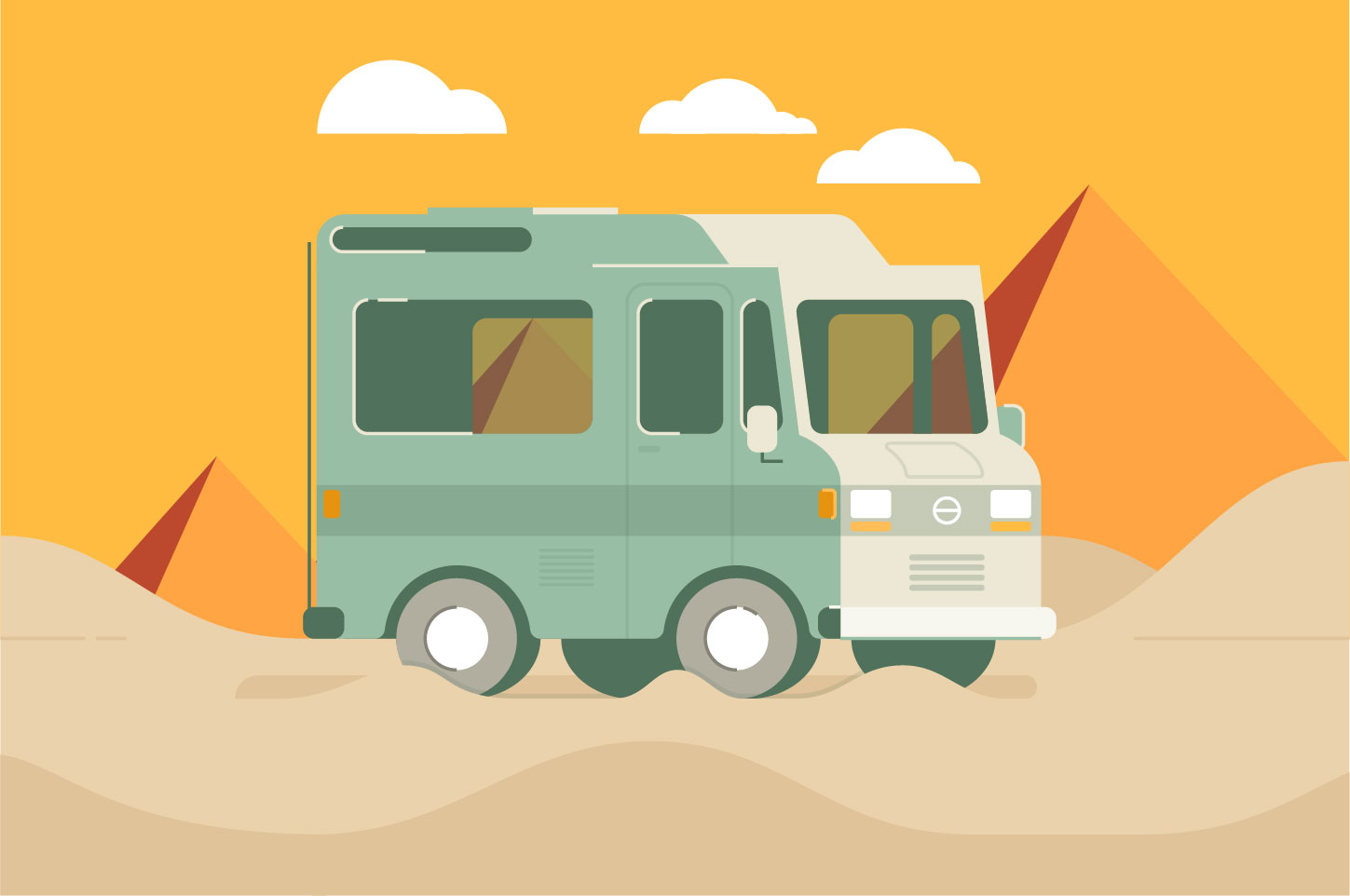 1449x962 Camper Van Desert Illustration Background