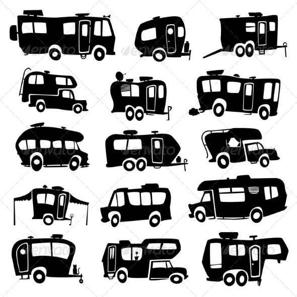 Recreational Vehicles Icons Travel Vectors Graphics Camper 590x590 Recreational Vehicles Icons Travel Vectors Graphics Camper