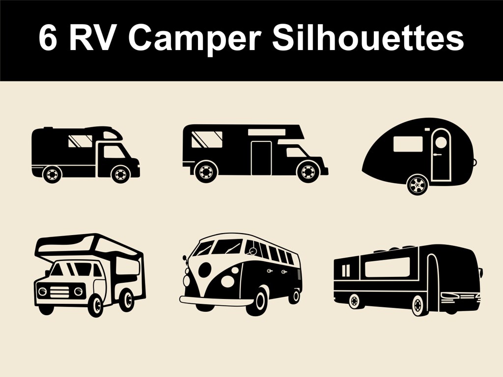 Rv Camper Vector Silhouettes For Download 1024x768 Rv Camper Vector Silhouettes For Download
