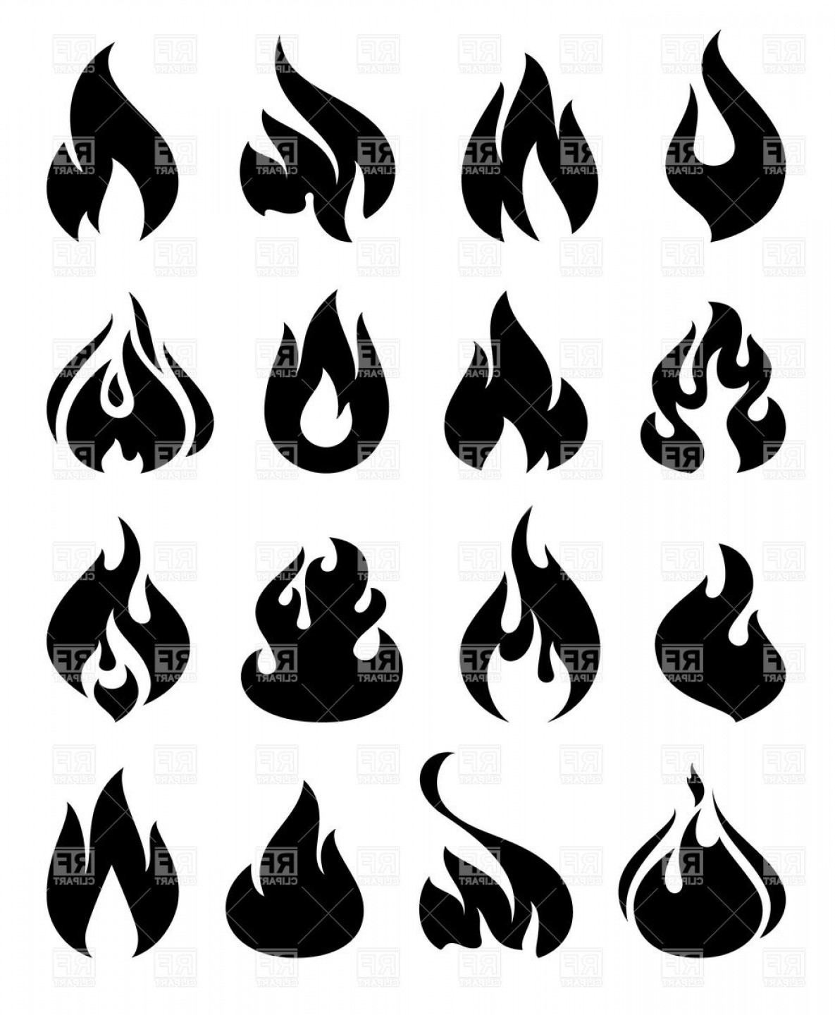 1185x1440 Fire And Flame Silhouettes Simple Icons Vector Clipart Catchsplace