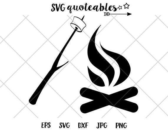 570x445 Smores Campfire Marshmallow Silhouette Stencil Clipart Cut Etsy
