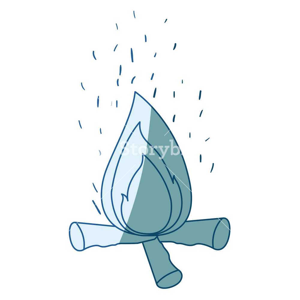 1000x1000 Blue Shading Silhouette Of Campfire And Fire Sparks Vector