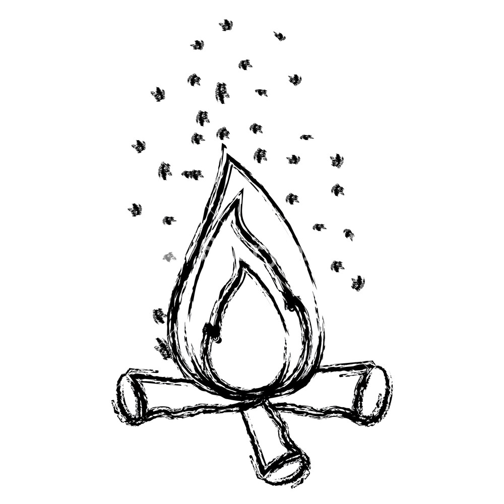 1000x1000 Monochrome Blurred Silhouette Of Campfire And Fire Sparks Vector