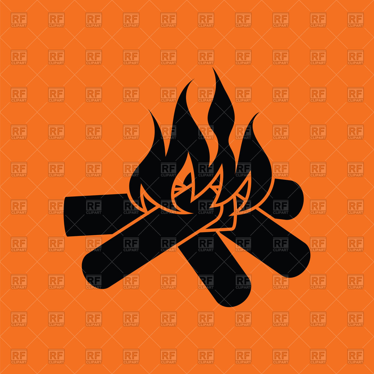 1200x1200 Camping Fire On Orange Background