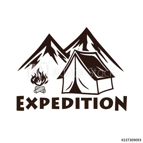 500x500 Mountain Camping, Campfire, Vector Logo And Labels Set