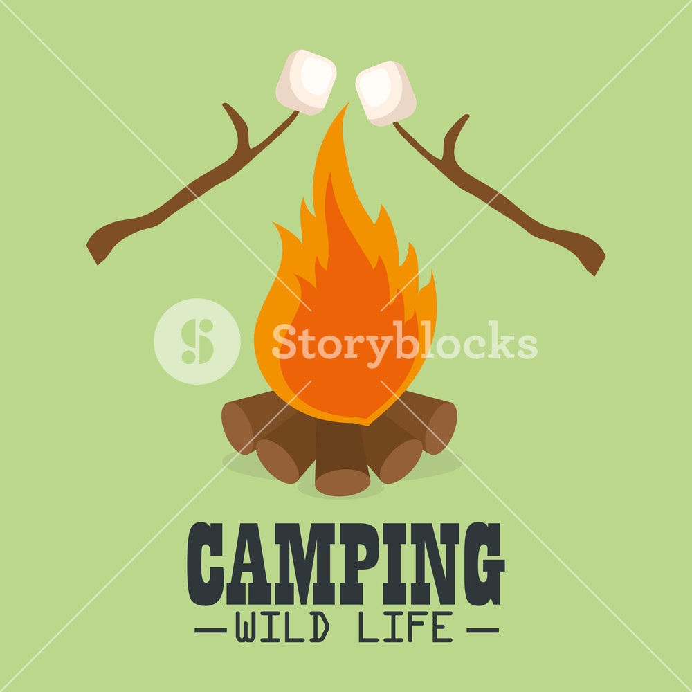 1000x1000 Camping Wild Life With Campfire Vector Illustration Design Royalty
