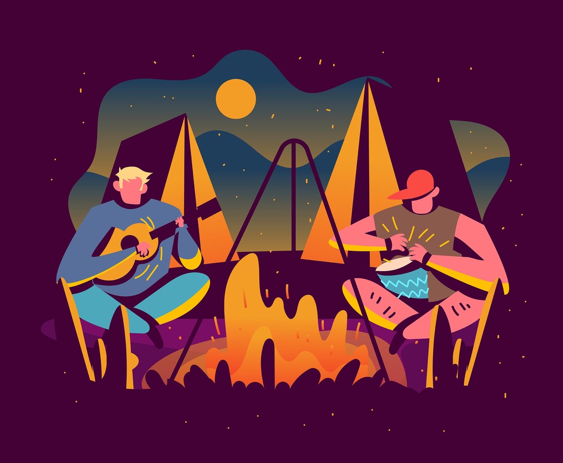 1136x936 Music Around Campfire Vector Art Graphics