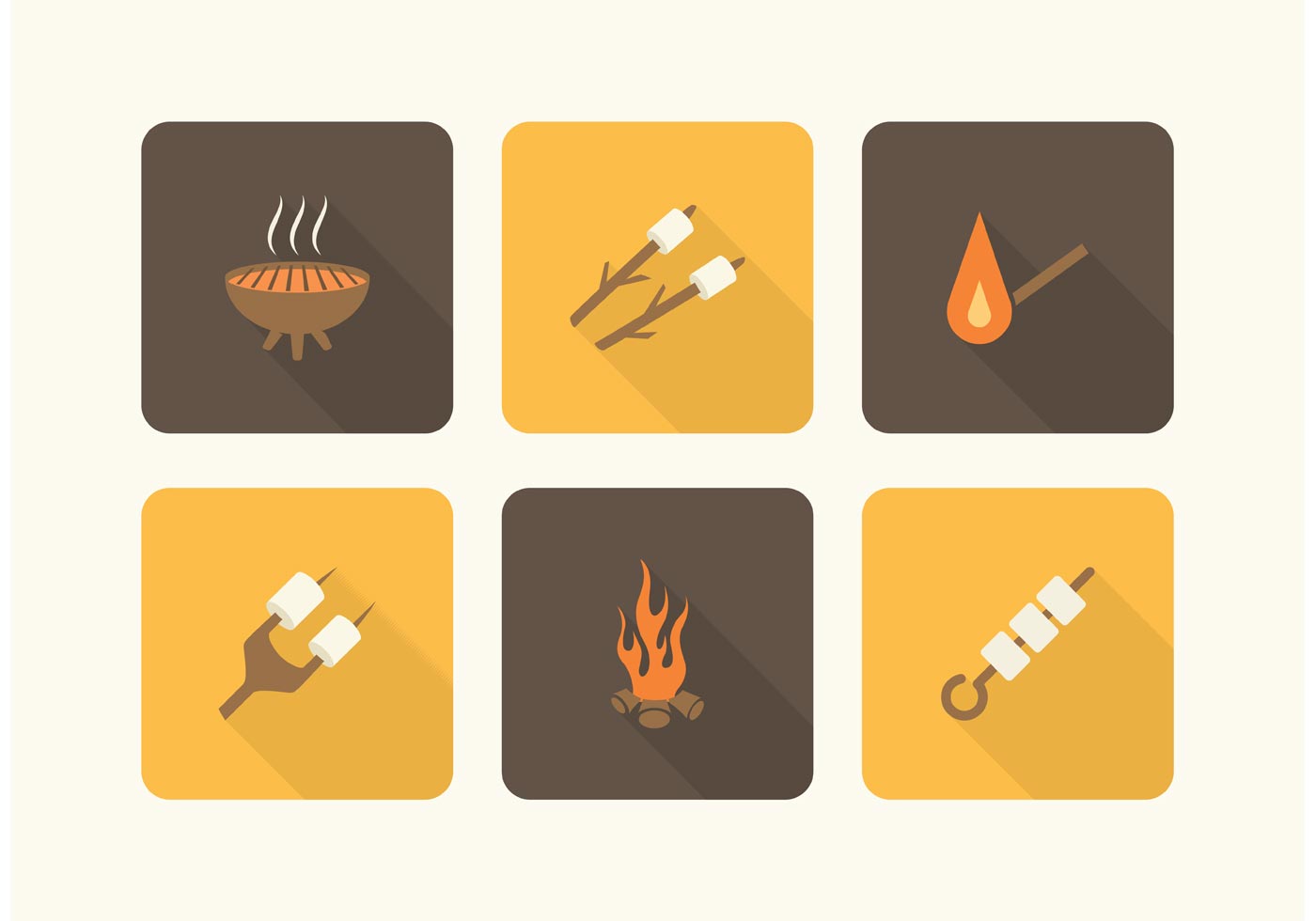 1400x980 Camp Fire And Marshmallows Vector Icons