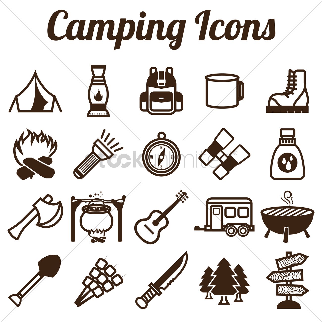 1300x1300 Collection Of Camping Icons Vector Image
