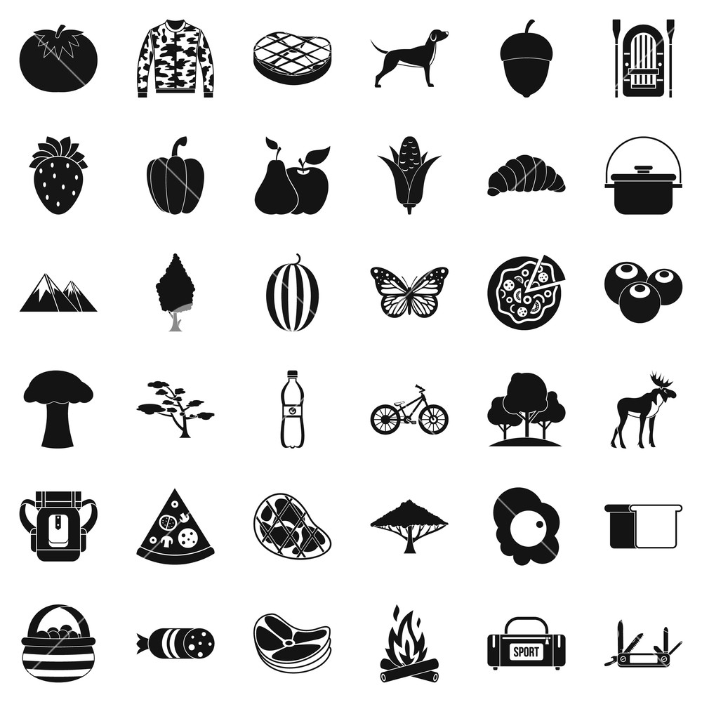 1000x1000 Forest Camping Icons Set Simple Style Of Forest Camping Vector