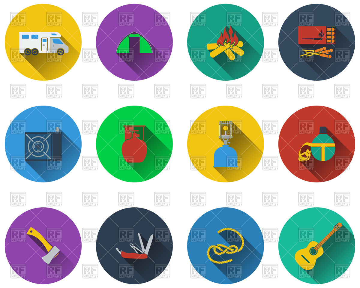 1200x960 Set Of Camping Icons In Flat Design Vector Image Of Signs, Symbols