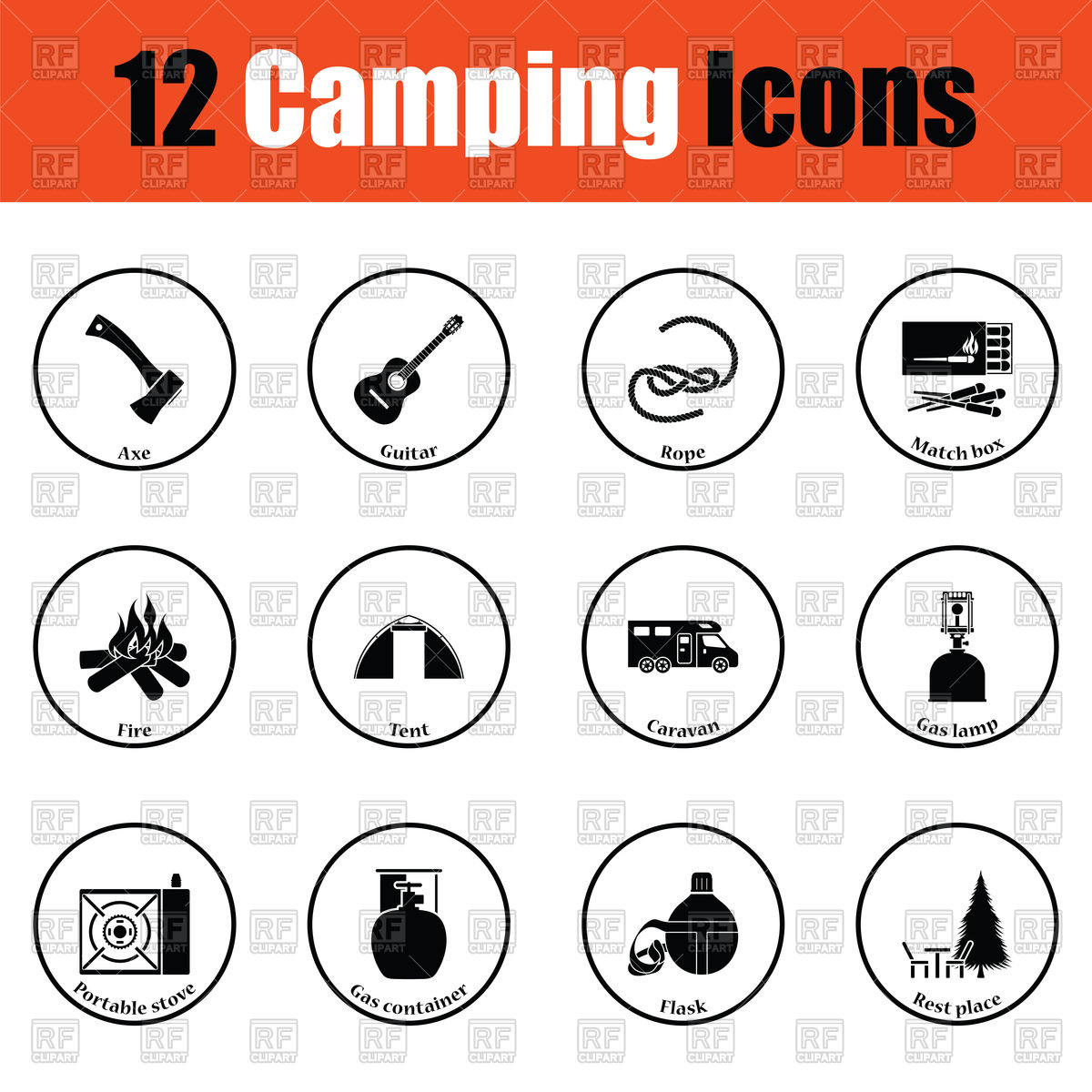1200x1200 Thin Circle Design Of Camping Icon Set Vector Image Of Icons