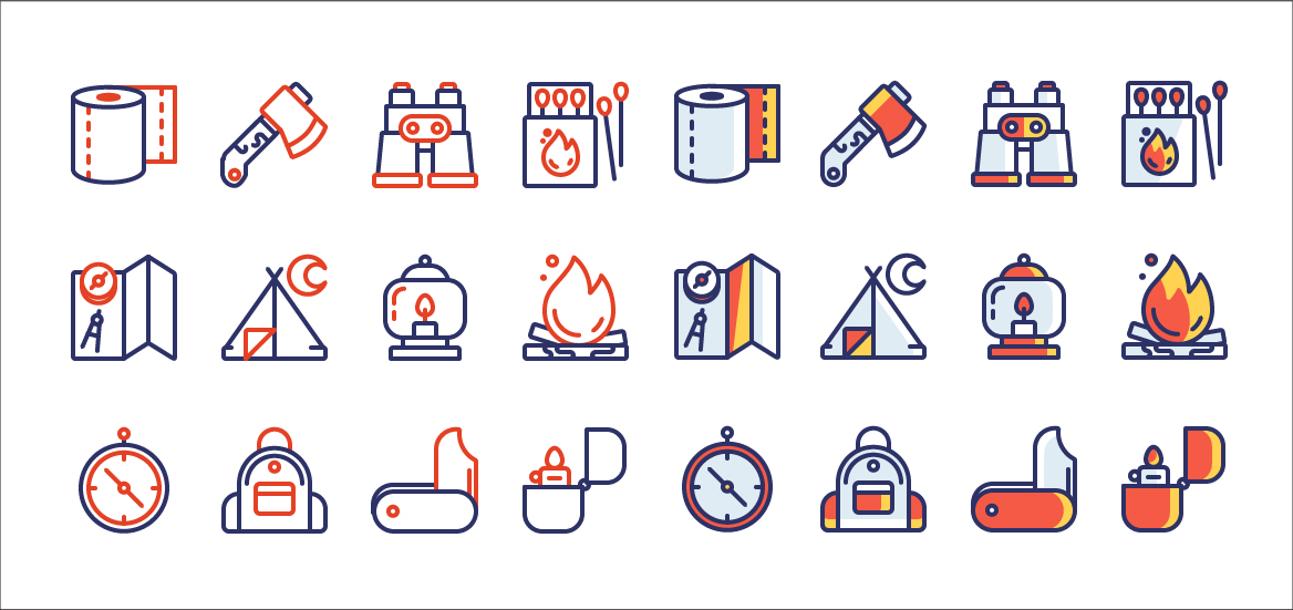 1168x551 Free Vector Camping Icons