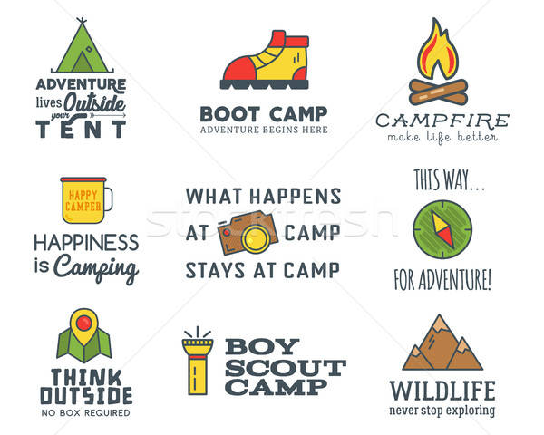 600x480 Camping Logo Design Set With Typography And Travel Elements