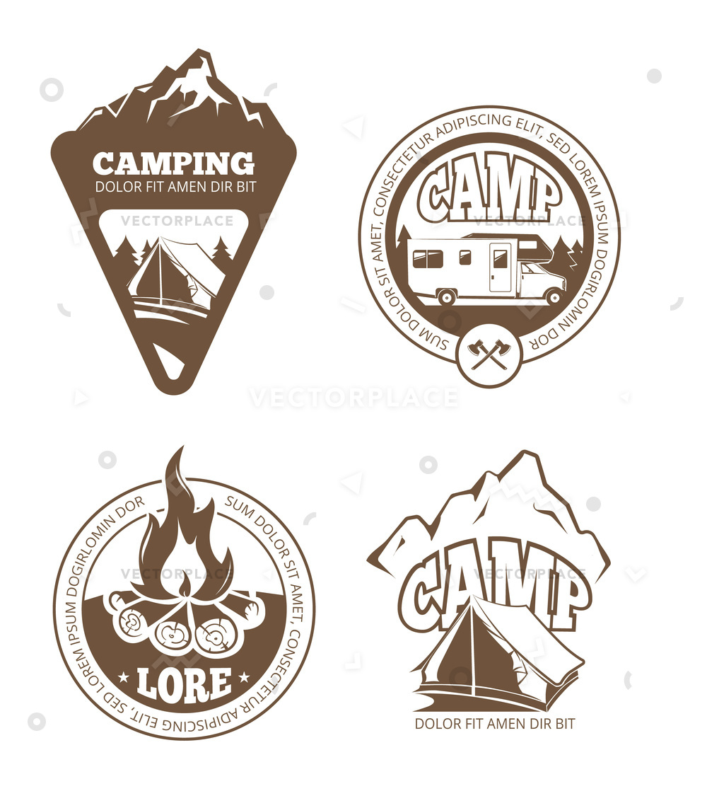 1000x1125 Hiking Camping Retro Labels Emblems Logos Vector Illustration