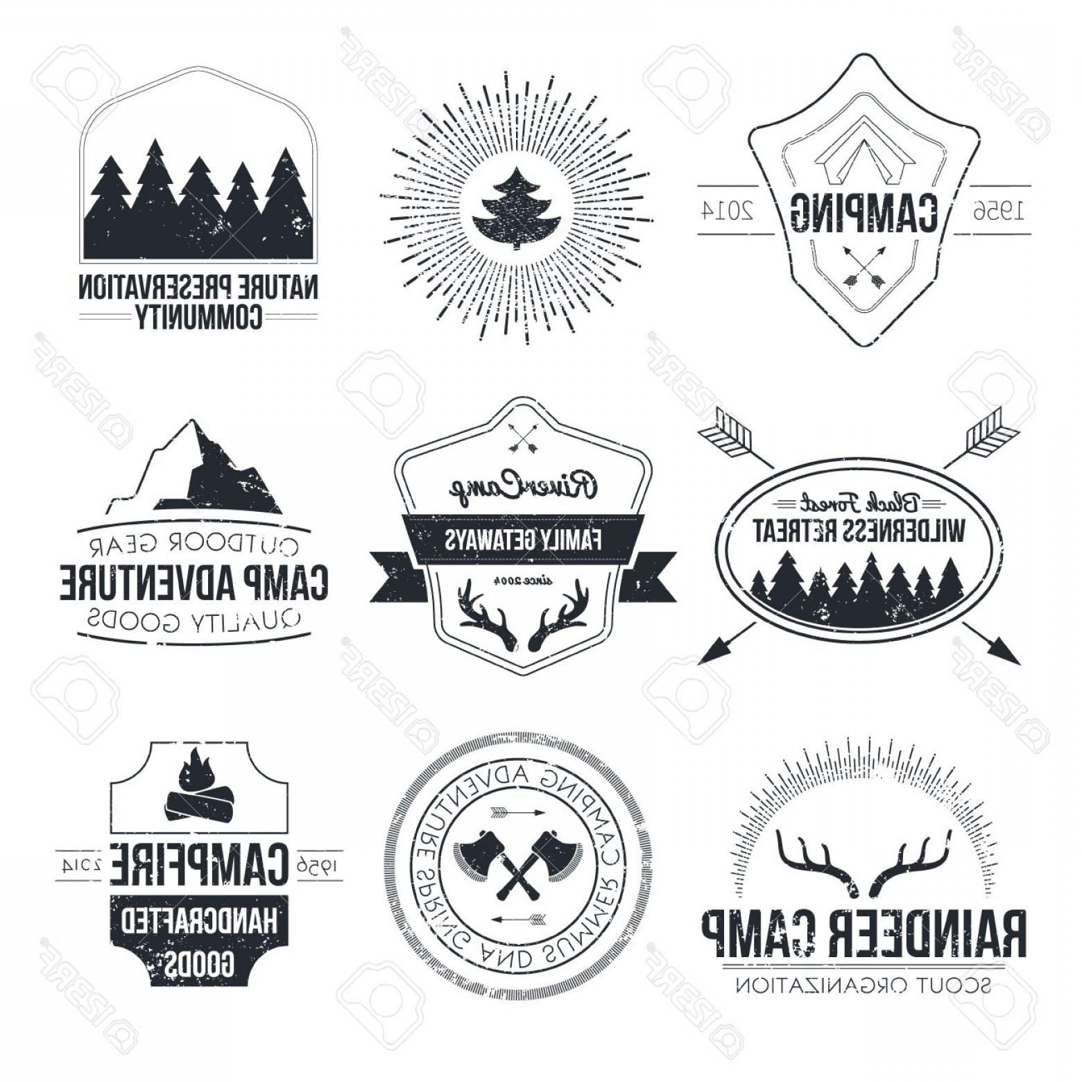 1560x1560 Photostock Vector Set Of Vintage Camping And Outdoor Activity