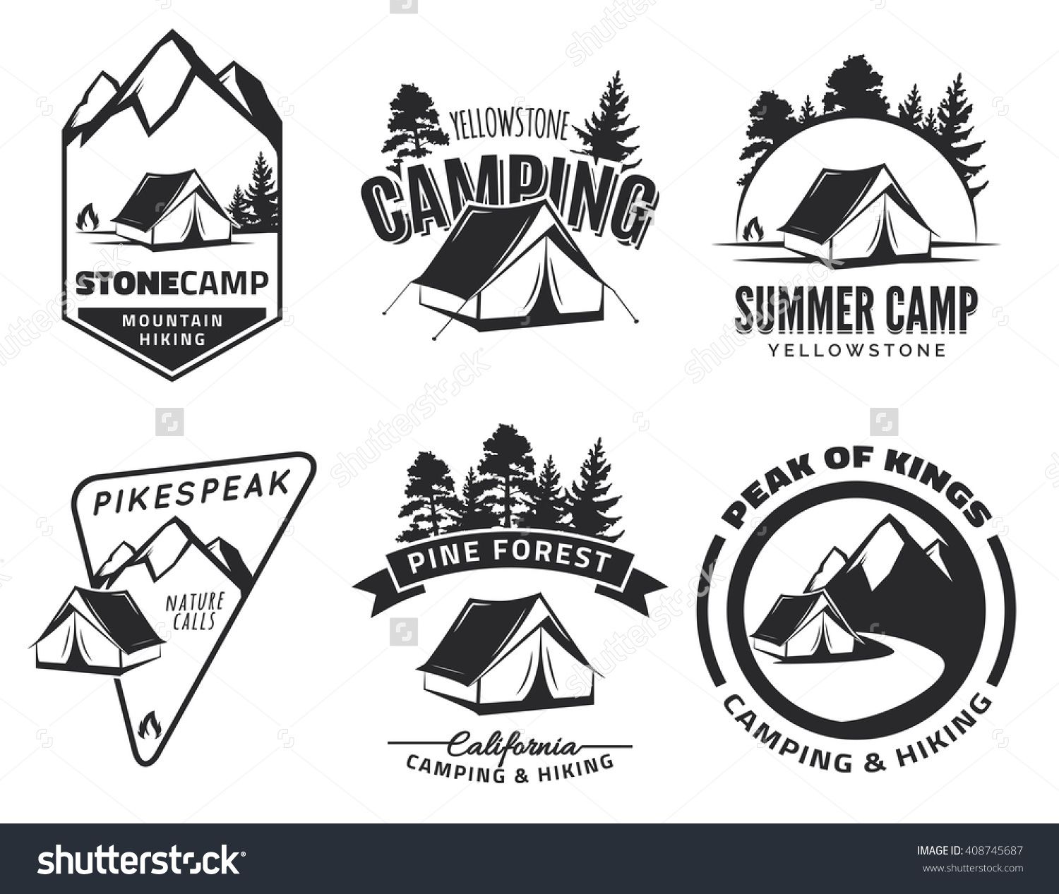 1500x1267 Set Of Vintage Camping And Outdoor Adventure Emblems, Logos