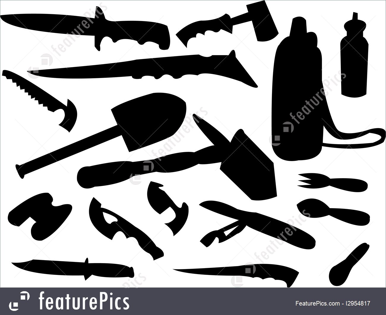 Illustration Of Camping Tools Silhouette 1300x1062 Illustration Of Camping Tools Silhouette