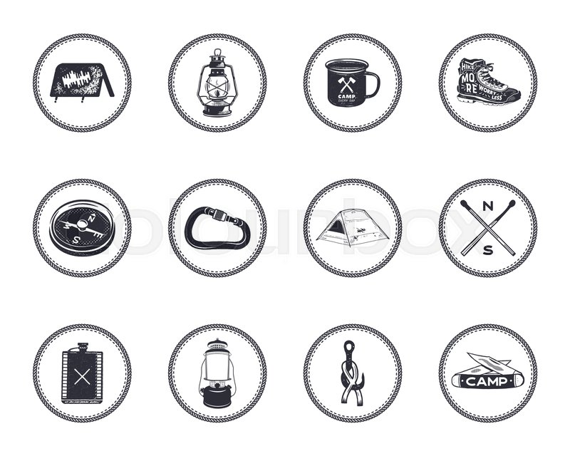 Set Of Camping Silhouette Icons And Stock Vector Colourbox 800x640 Set Of Camping Silhouette Icons And Stock Vector Colourbox