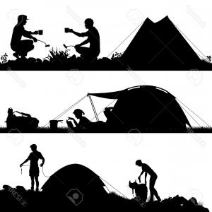 Camping Silhouette Vector at Vectorified.com | Collection of Camping ...