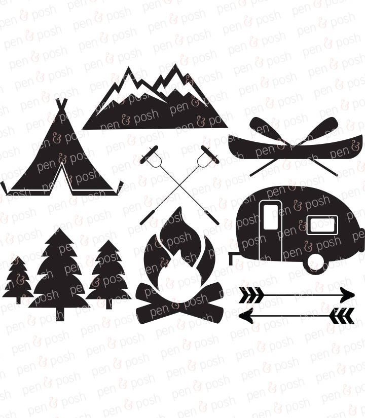 Camping Silhouette Vector at Vectorified.com | Collection of Camping ...