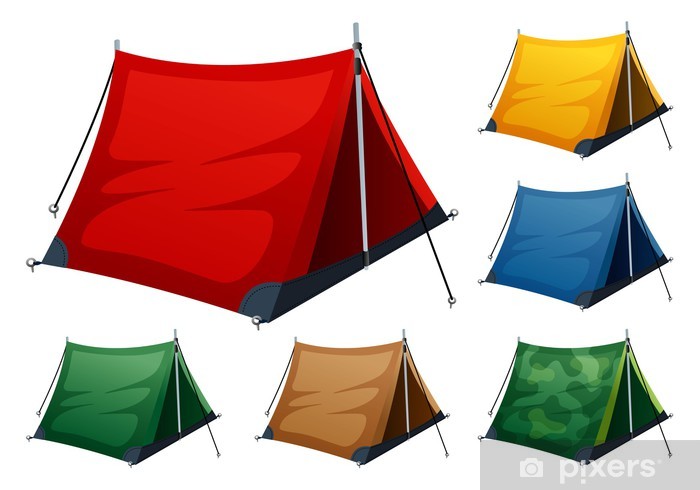 700x490 Camping Tent Vector Wall Mural