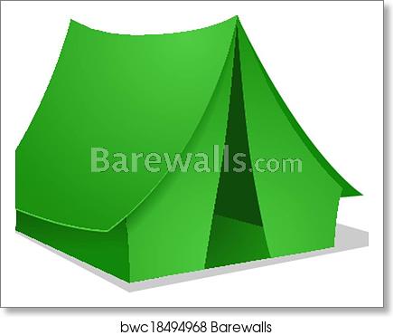 435x370 Green Camping Tent Vector Illustration, Art Print Barewalls