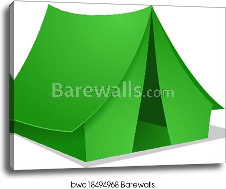 453x379 Green Camping Tent Vector Illustration, Canvas Print Barewalls