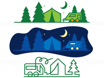 400x300 Camping Vector Illustration