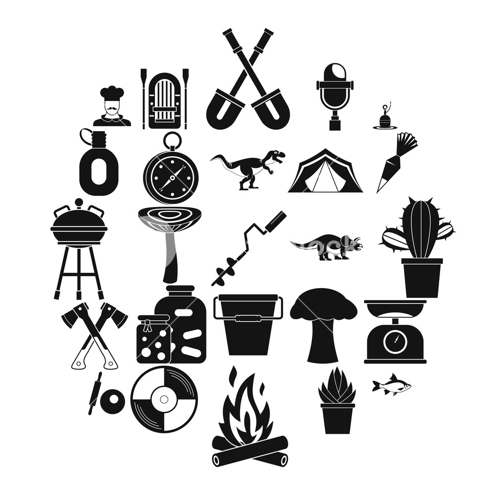 1000x1000 Camping Icons Set Simple Set Of Camping Vector Icons For Web