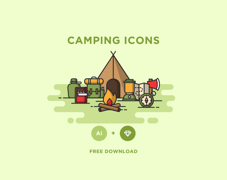 900x714 Free Minimal Camping Vector Icons Design Freebies Camping