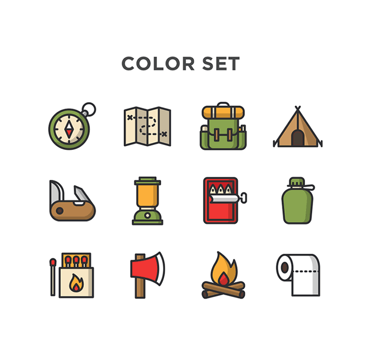 750x720 Free Minimal Camping Vector Icons Pixlov