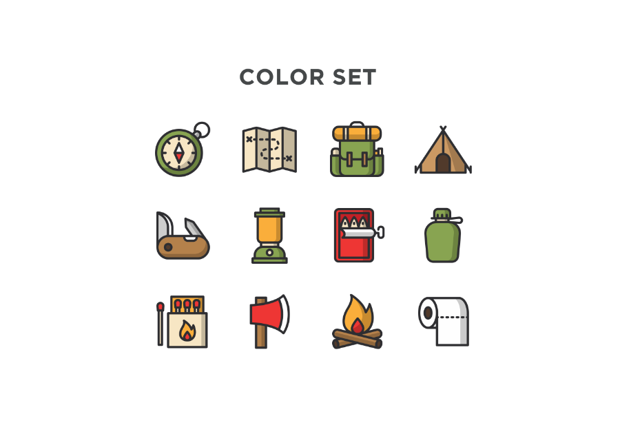 900x617 Minimal Free Camping Vector Icons