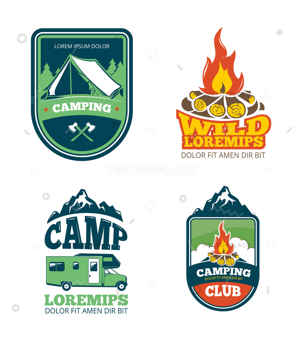 1000x1125 Outdoor Adventure Camp Hiking Camping Labels Vector Illustration