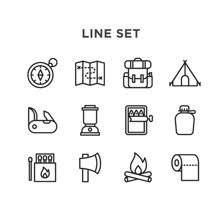 750x720 Free Minimal Camping Vector Icons Pixlov