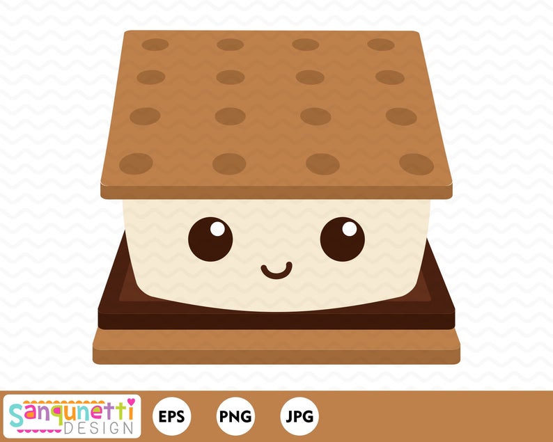794x635 S'mores Clipart Summer Kawaii Camping Vector Art Digital Etsy