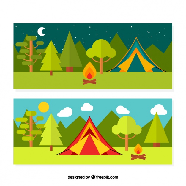 626x626 Two Banners Of Camping Vector Free Download