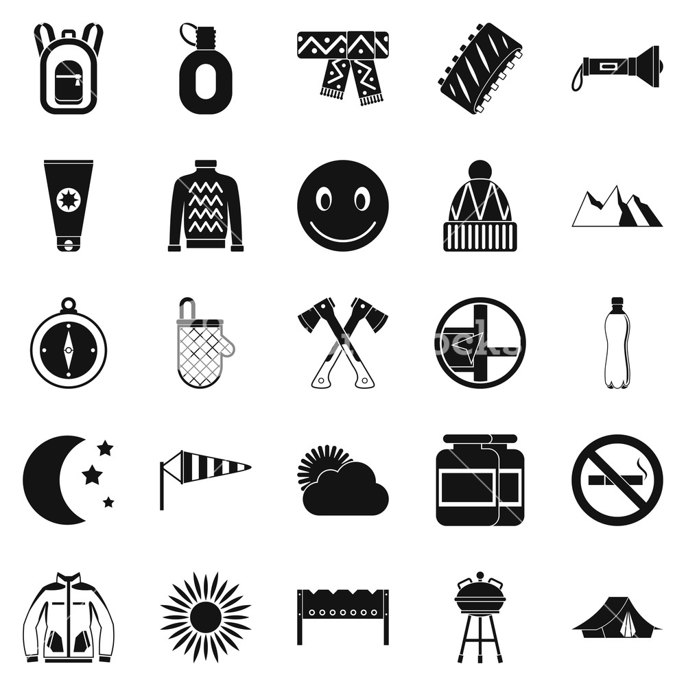 1000x1000 Family Camping Icons Set Simple Set Of Family Camping Vector