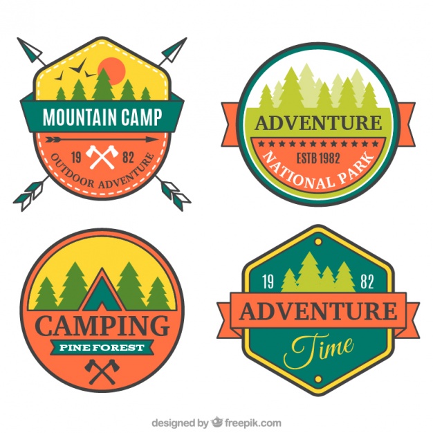 626x626 Four Colorful Badges For Camping Vector Free Download
